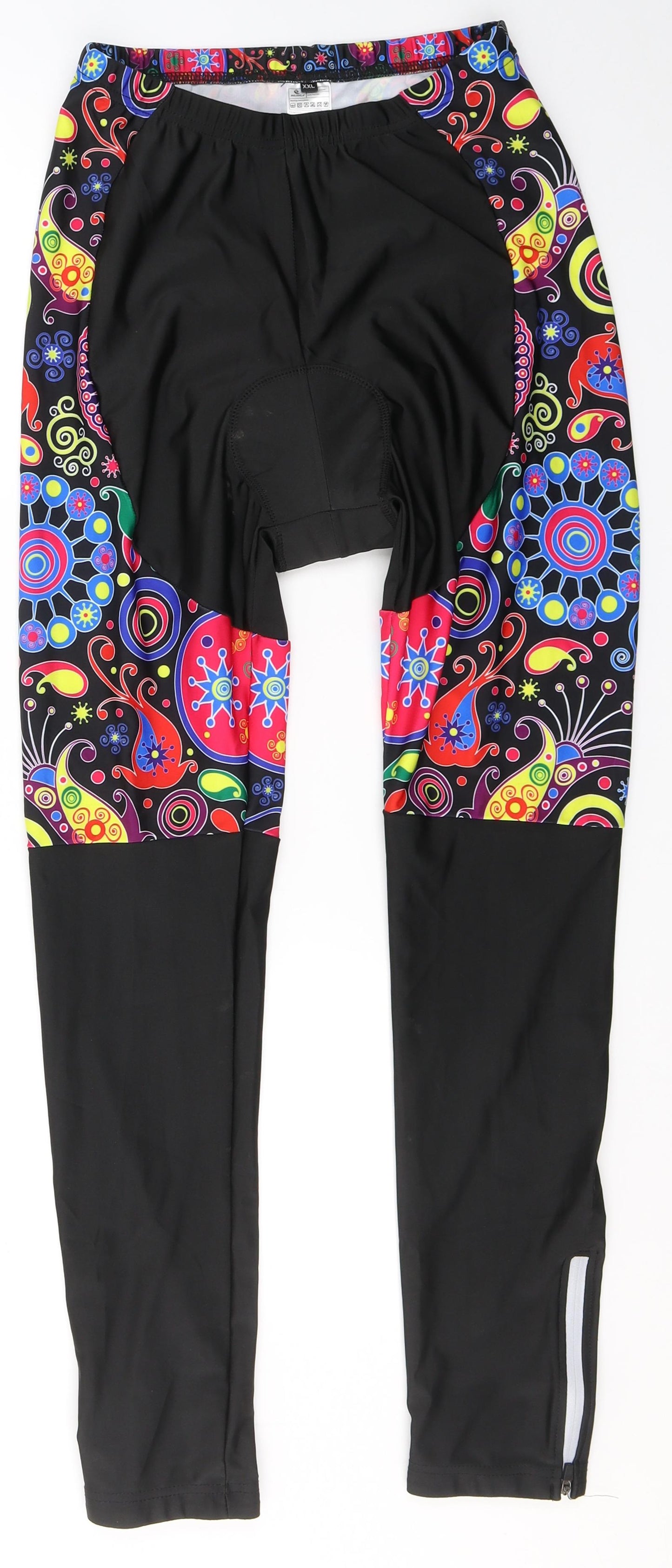 MalcIklo Womens Black Geometric Polyester Compression Leggings Size 2XL L29 in Regular