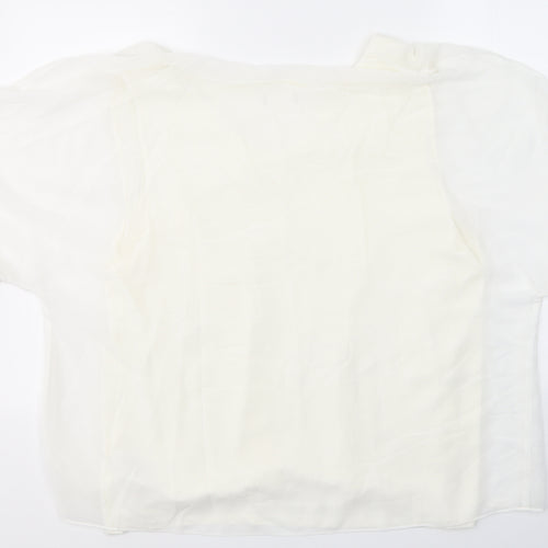 Preworn Womens White  Polyester Camisole Blouse Size L Round Neck