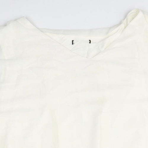Preworn Womens White  Polyester Camisole Blouse Size L Round Neck
