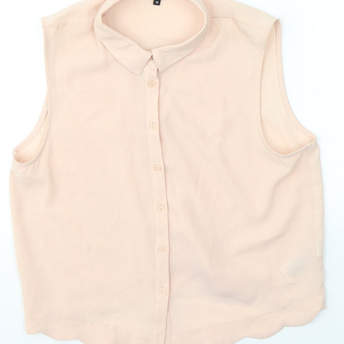 New Look Girls Pink  Polyester Camisole Button-Up Size 15 Years Collared Button
