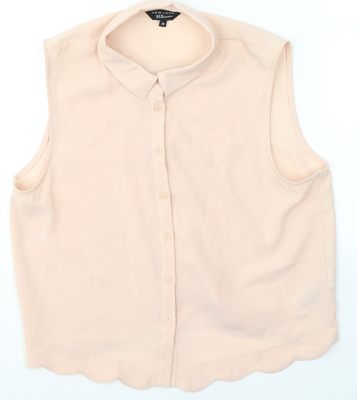 New Look Girls Pink  Polyester Camisole Button-Up Size 15 Years Collared Button