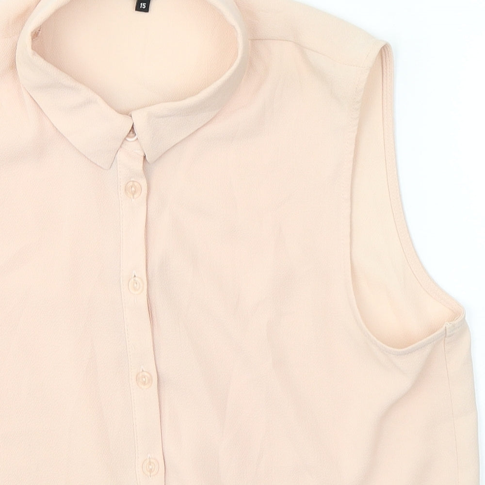 New Look Girls Pink  Polyester Camisole Button-Up Size 15 Years Collared Button