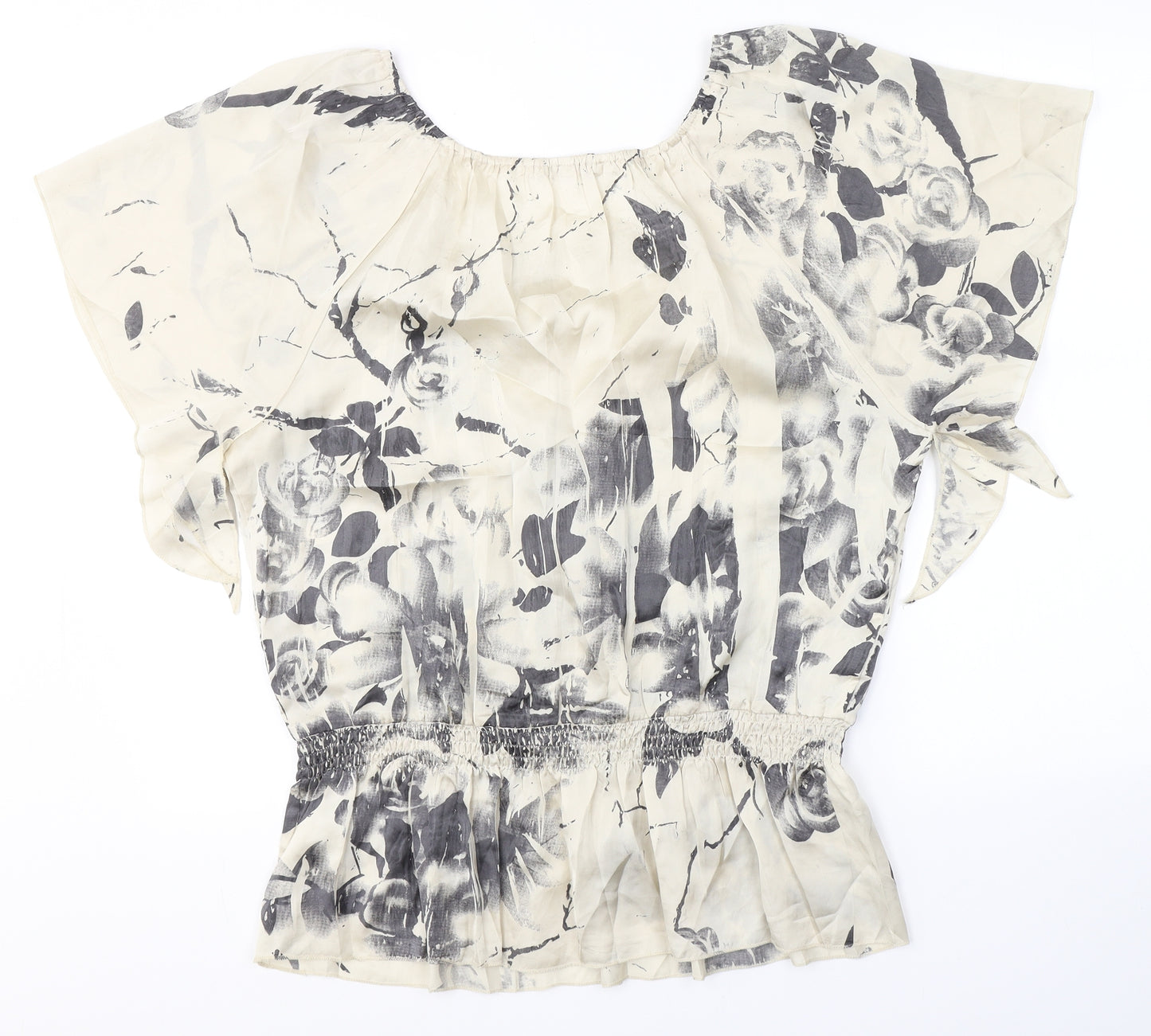 Quiz Womens Ivory Floral Polyester Camisole Blouse Size 16 Round Neck