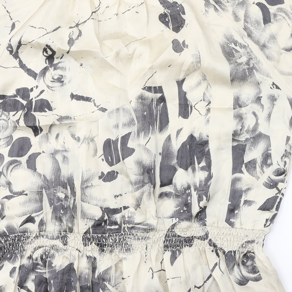 Quiz Womens Ivory Floral Polyester Camisole Blouse Size 16 Round Neck