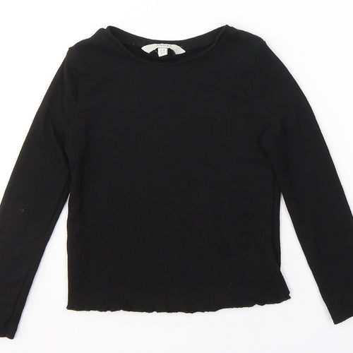 Angel Girls Black  Polyester Jersey Casual Size 3-4 Years Round Neck Pullover
