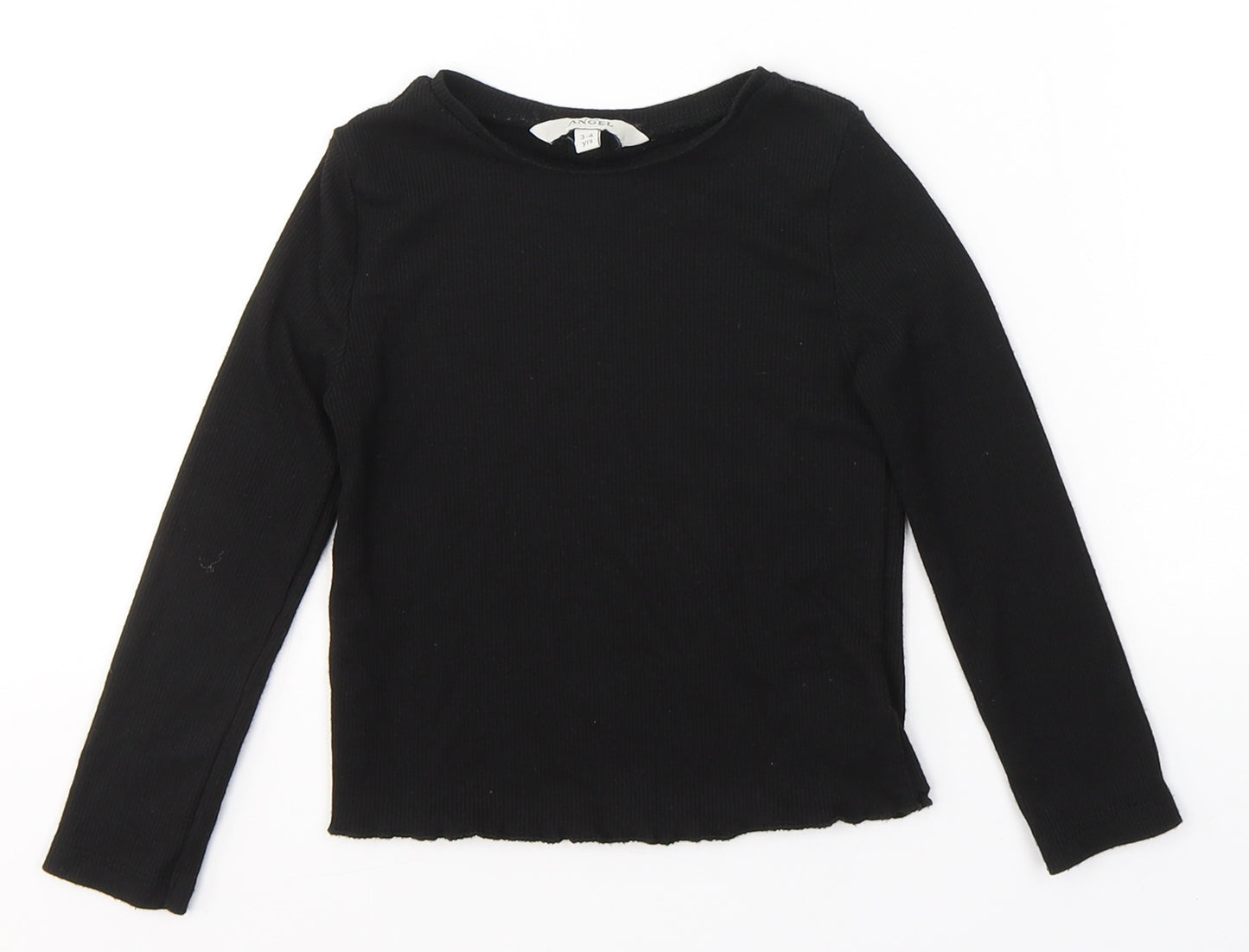 Angel Girls Black  Polyester Jersey Casual Size 3-4 Years Round Neck Pullover
