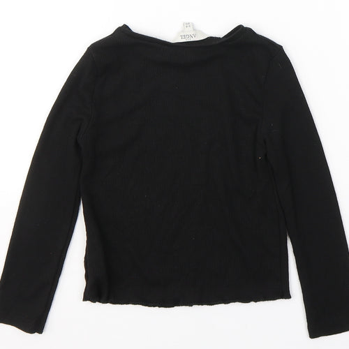 Angel Girls Black  Polyester Jersey Casual Size 3-4 Years Round Neck Pullover