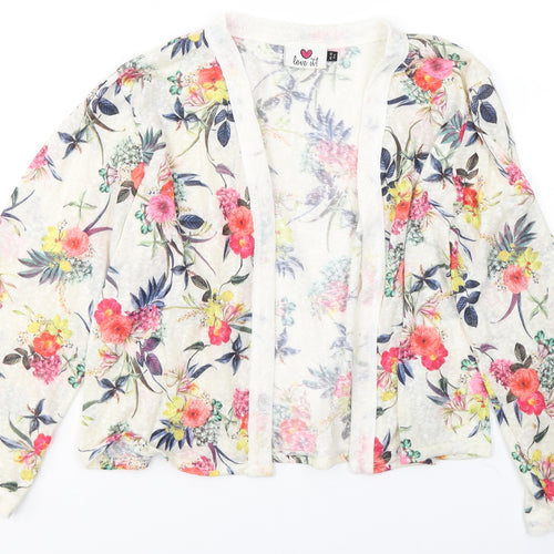 love it! Girls Ivory V-Neck Floral Polyester Cardigan Jumper Size 14-15 Years