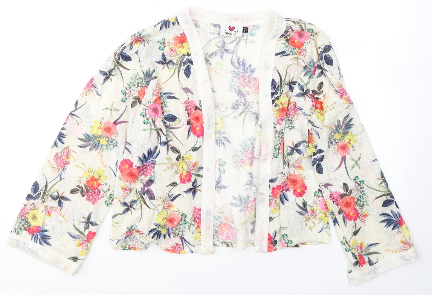 love it! Girls Ivory V-Neck Floral Polyester Cardigan Jumper Size 14-15 Years