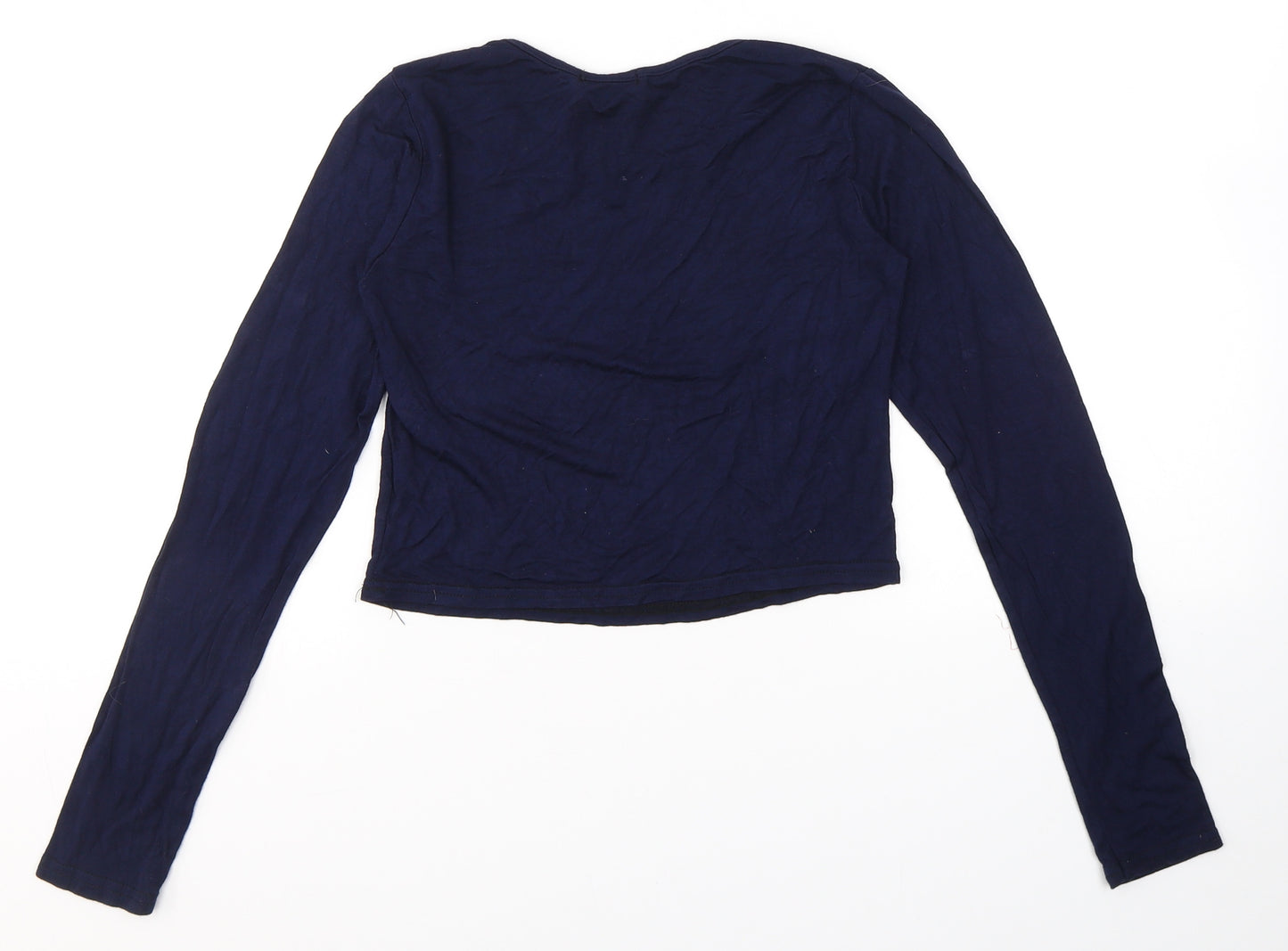 Styleplus Womens Blue  Viscose Cropped T-Shirt Size S Round Neck