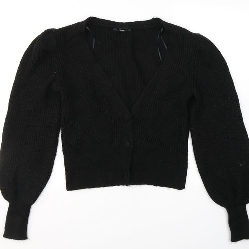 George Womens Black V-Neck  Acrylic Cardigan Jumper Size S