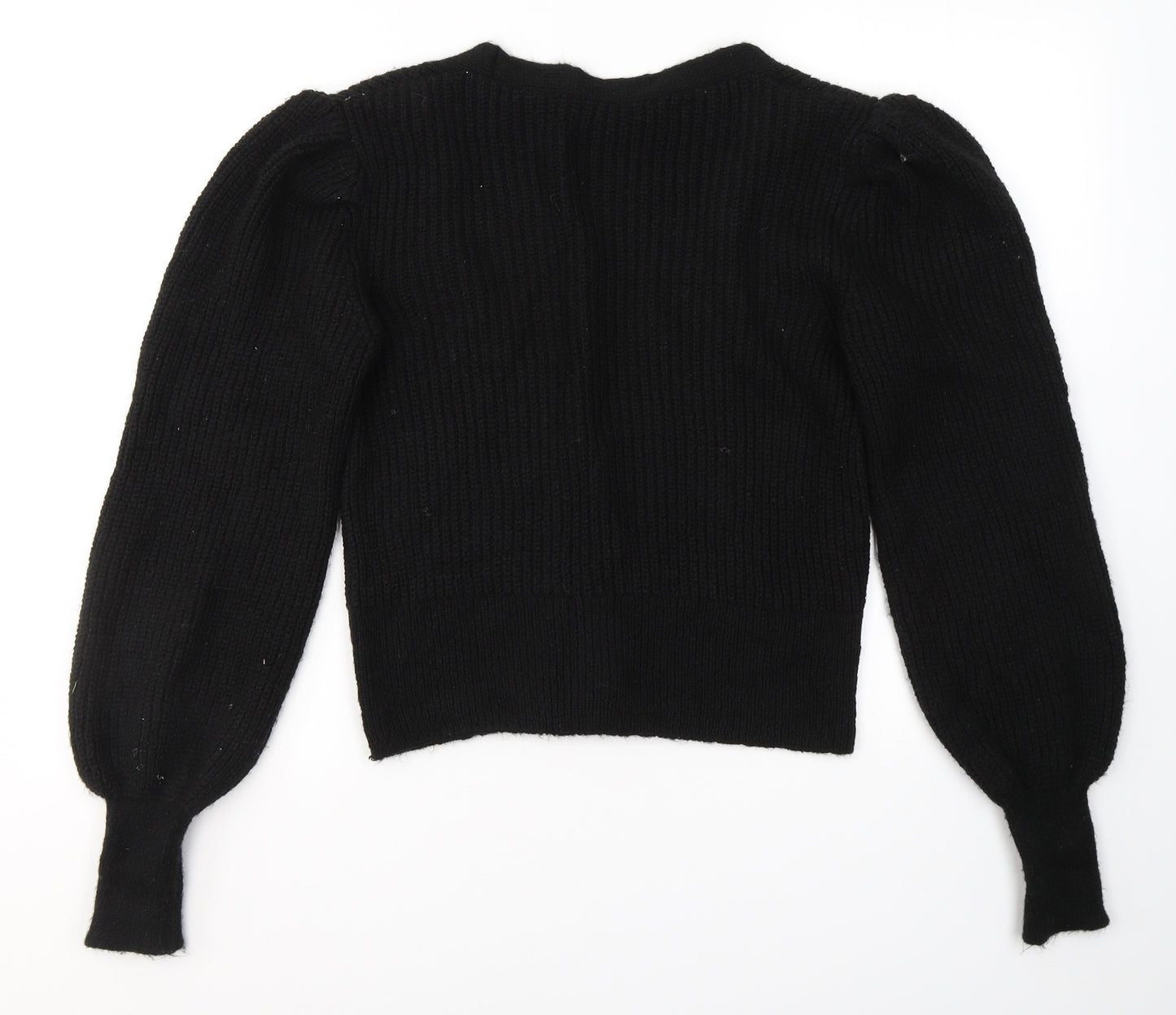George Womens Black V-Neck  Acrylic Cardigan Jumper Size S