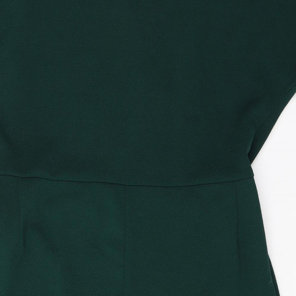 Dorothy Perkins Womens Green  Polyester Wrap Dress  Size 14  V-Neck Tie