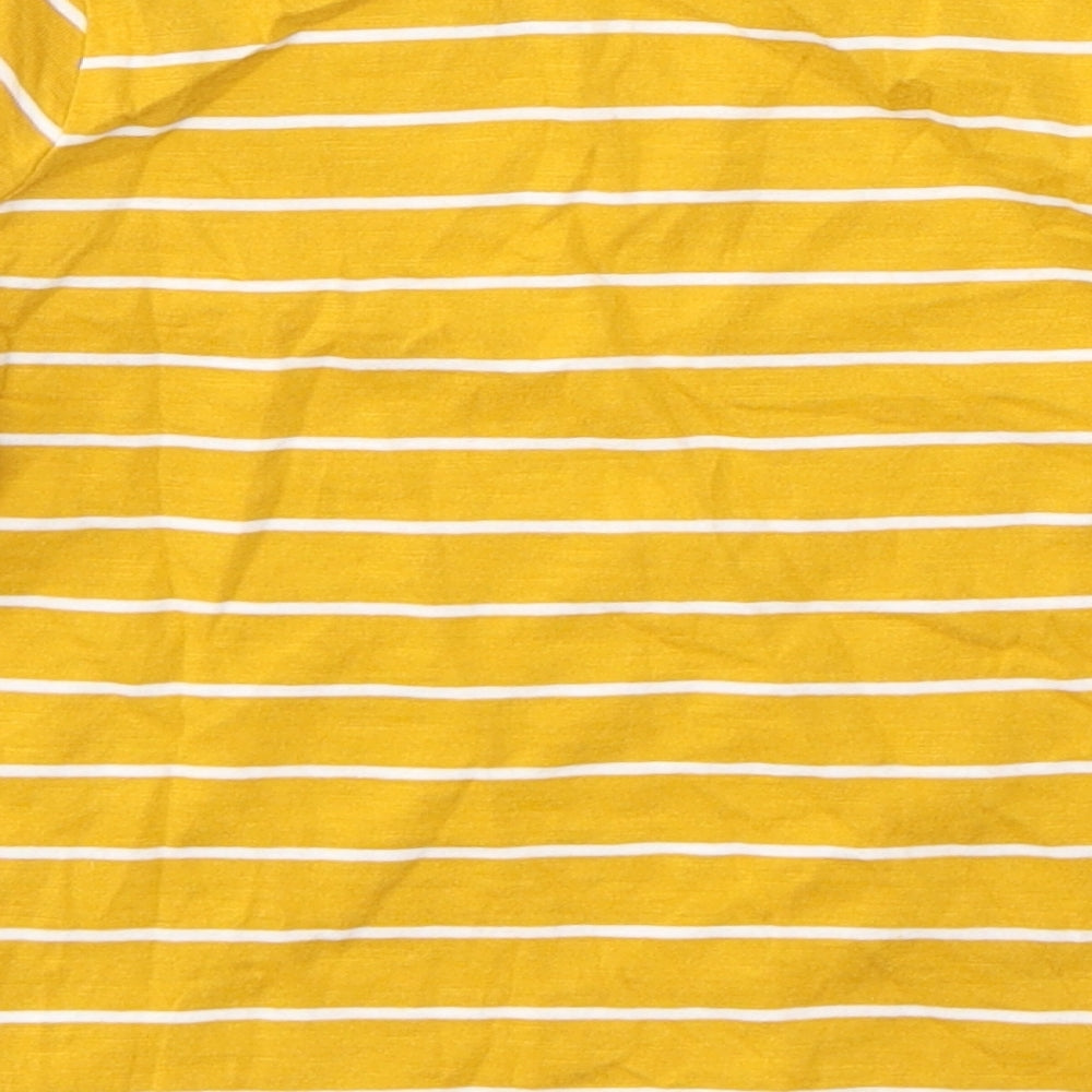 F&F Boys Yellow Striped Cotton Basic T-Shirt Size 4-5 Years Round Neck Pullover - tractor logo