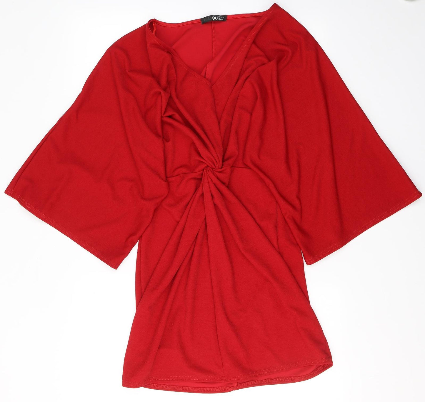 Quiz Womens Red  Polyester A-Line  Size 14  V-Neck Pullover - Knot detail
