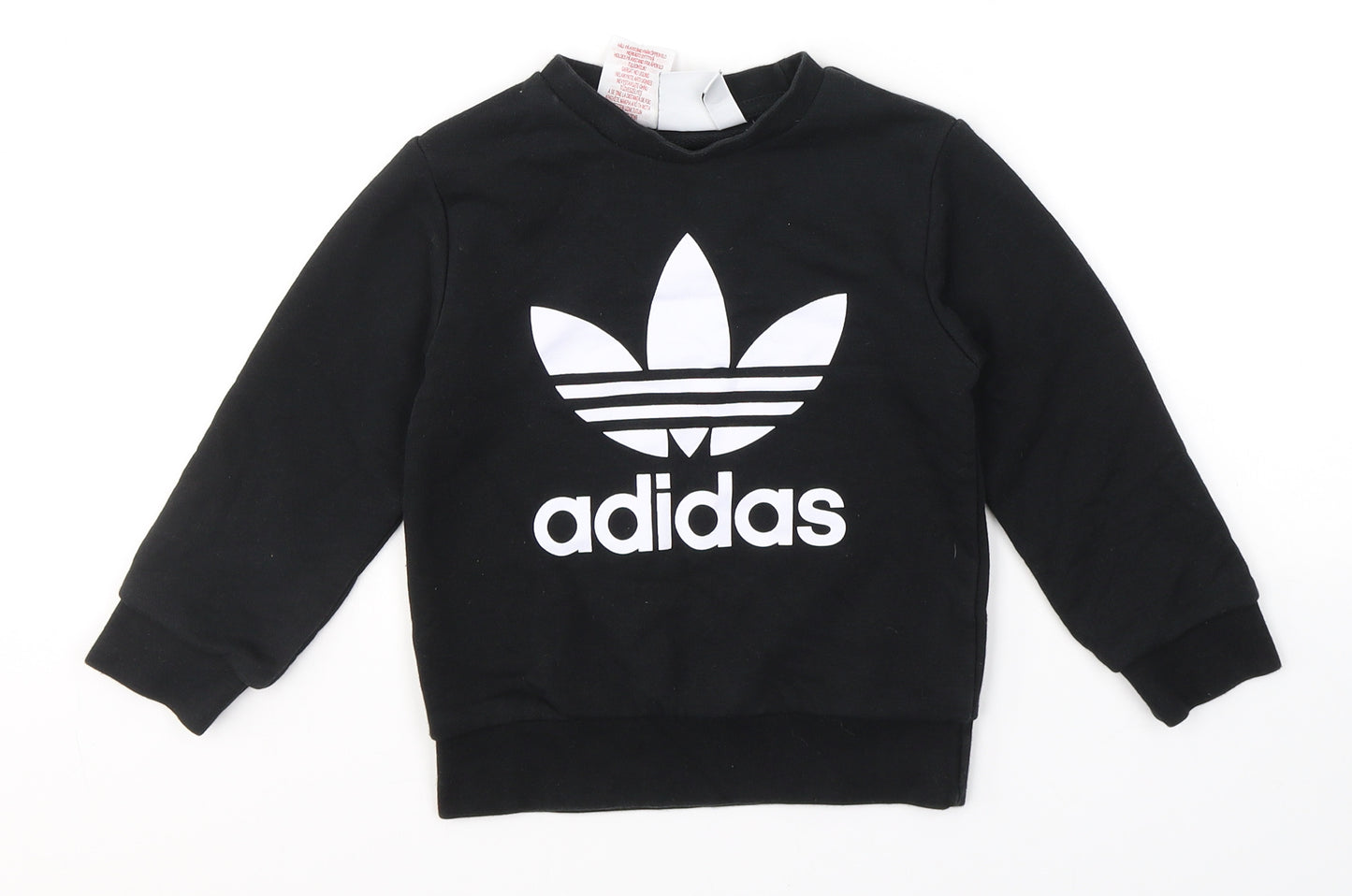 adidas Boys Black  Cotton Pullover Sweatshirt Size 3-4 Years  Pullover - Unisex