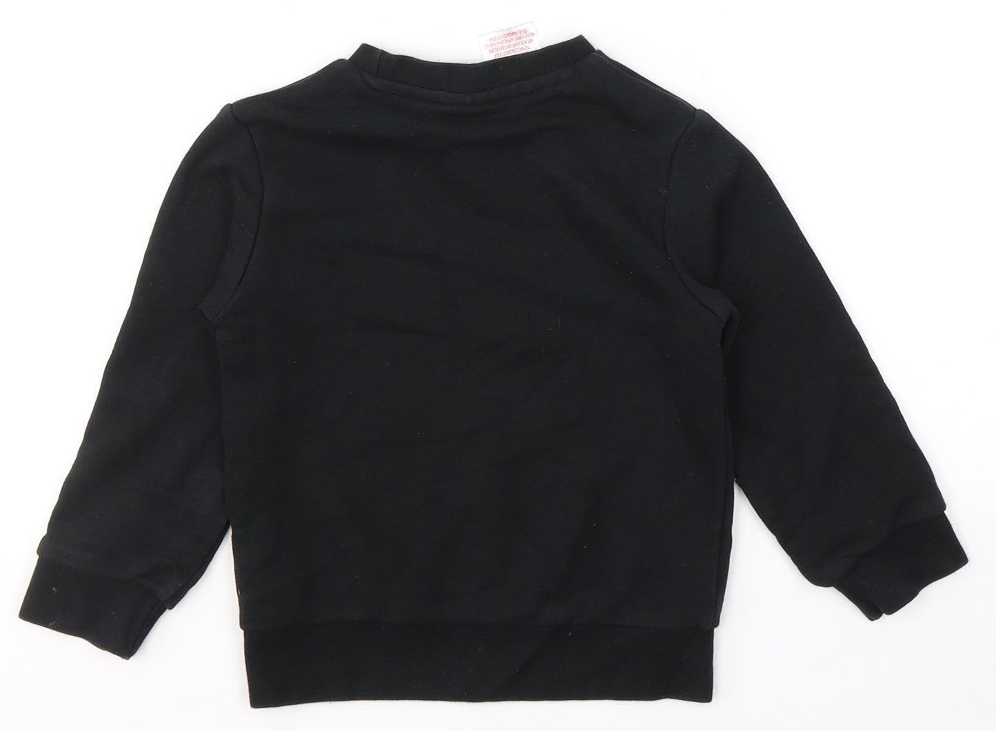 adidas Boys Black  Cotton Pullover Sweatshirt Size 3-4 Years  Pullover - Unisex