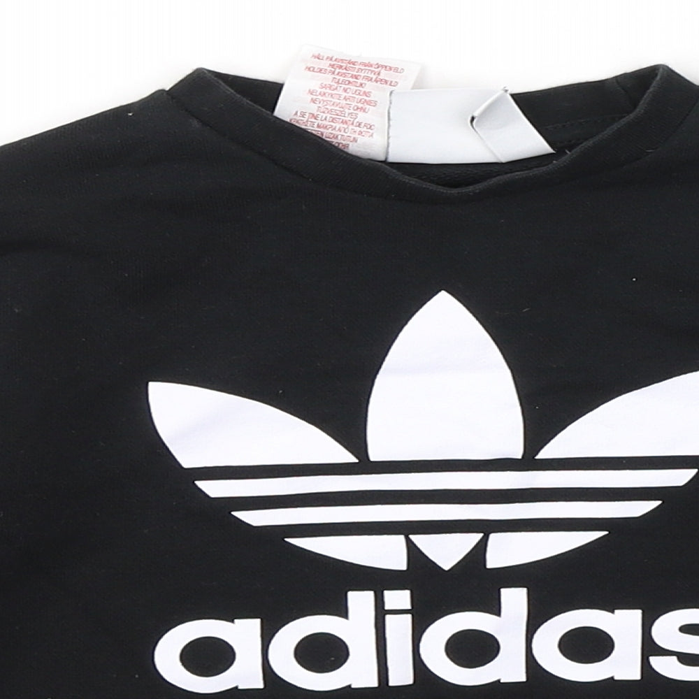 adidas Boys Black  Cotton Pullover Sweatshirt Size 3-4 Years  Pullover - Unisex