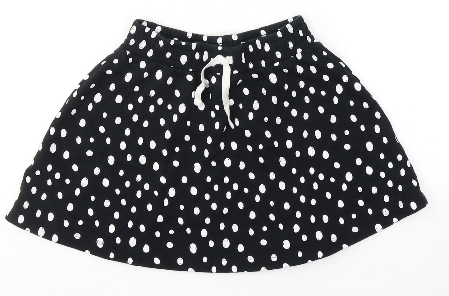 George Girls Black Polka Dot Cotton Mini Skirt Size 9-10 Years  Regular Tie