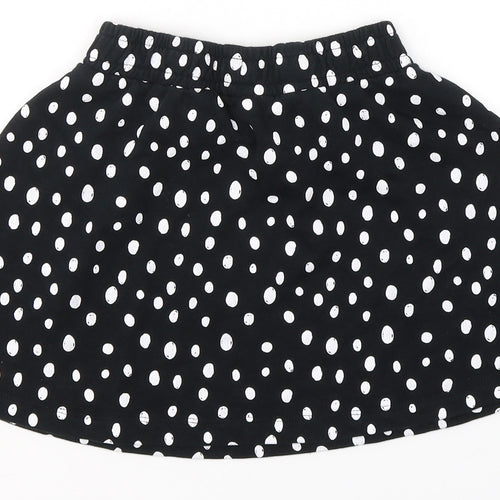 George Girls Black Polka Dot Cotton Mini Skirt Size 9-10 Years  Regular Tie