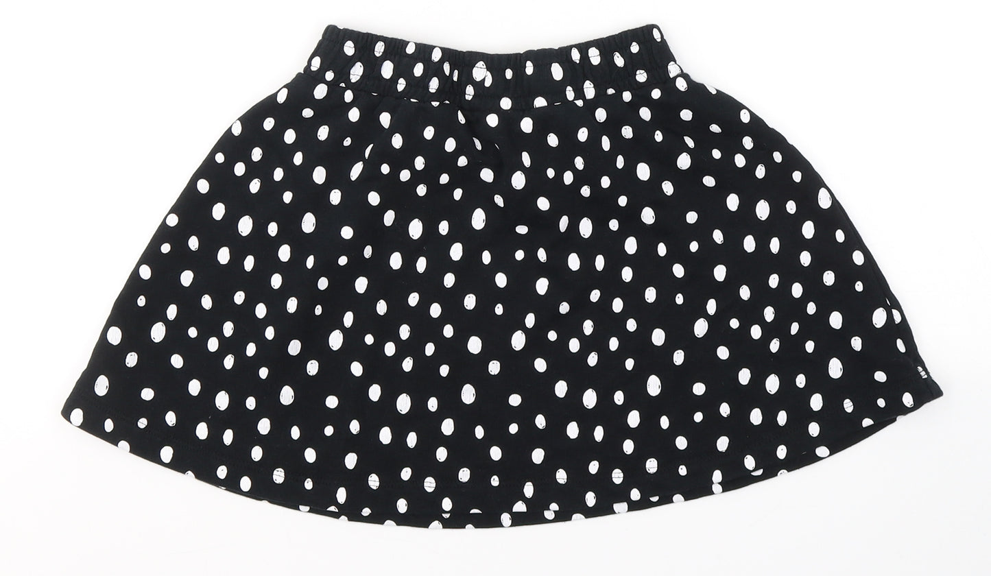 George Girls Black Polka Dot Cotton Mini Skirt Size 9-10 Years  Regular Tie