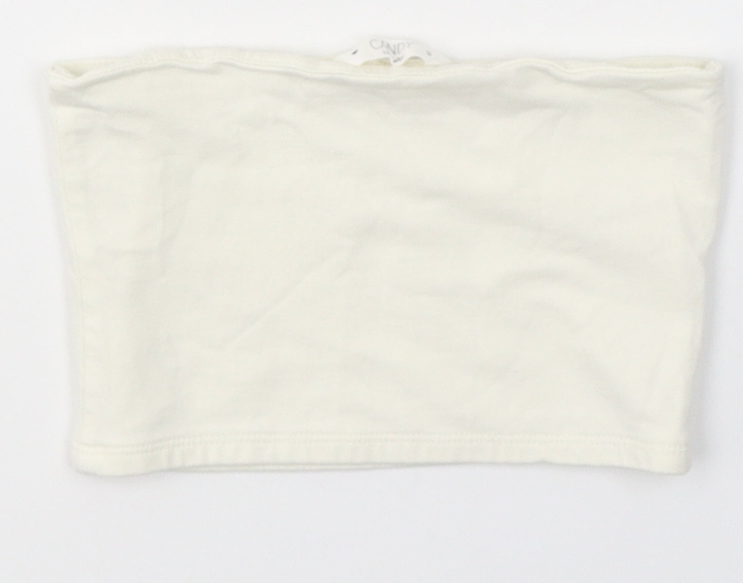 Candy Girls White  Cotton Cropped T-Shirt Size 9 Years Round Neck Pullover