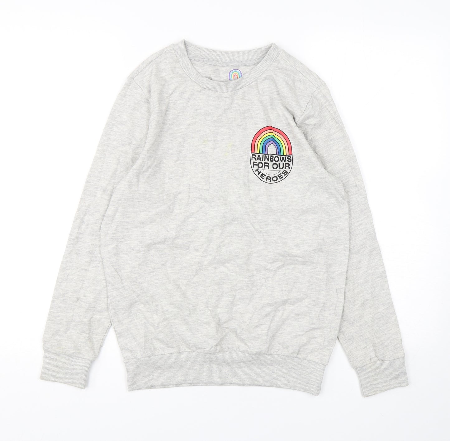 F&F Girls Grey  Cotton Pullover Sweatshirt Size 11-12 Years  Pullover