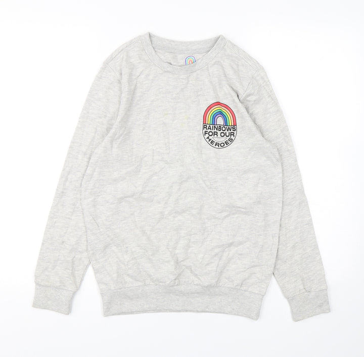 F&F Girls Grey  Cotton Pullover Sweatshirt Size 11-12 Years  Pullover