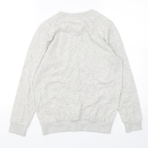 F&F Girls Grey  Cotton Pullover Sweatshirt Size 11-12 Years  Pullover