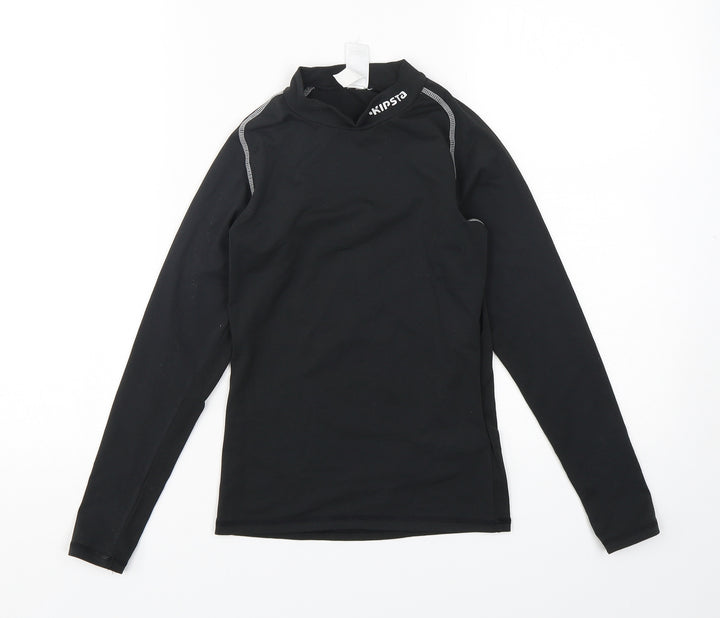 Kipsta Boys Black  Polyester Basic T-Shirt Size 12 Years Halter Pullover