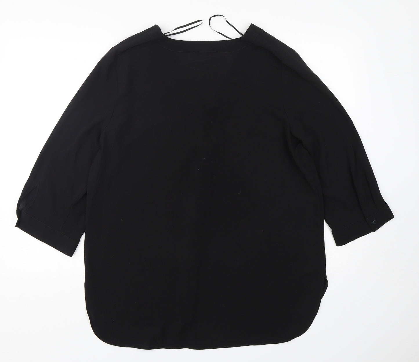 Papaya Womens Black  Polyester Basic Blouse Size 16 V-Neck
