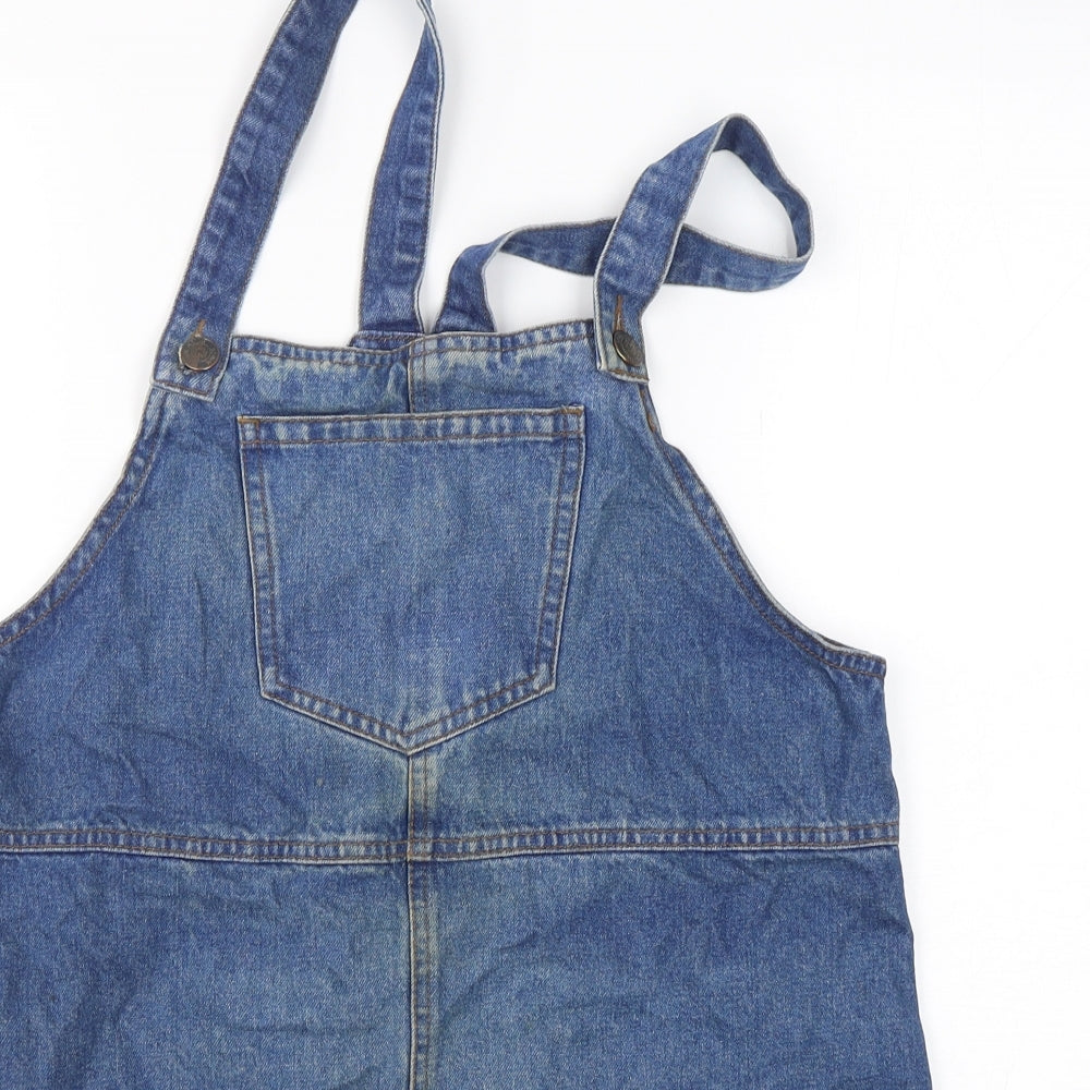 New Look Womens Blue  Cotton Pinafore/Dungaree Dress  Size 12  Square Neck Pullover