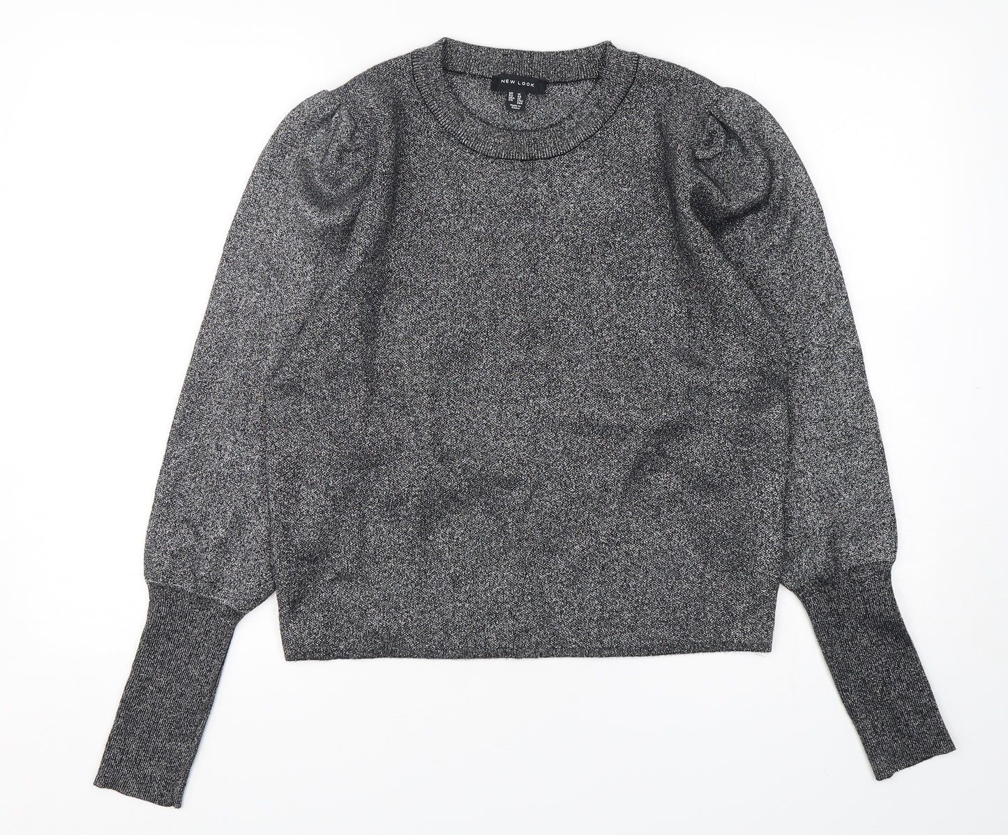 New Look Womens Silver Round Neck  Viscose Pullover Jumper Size 14