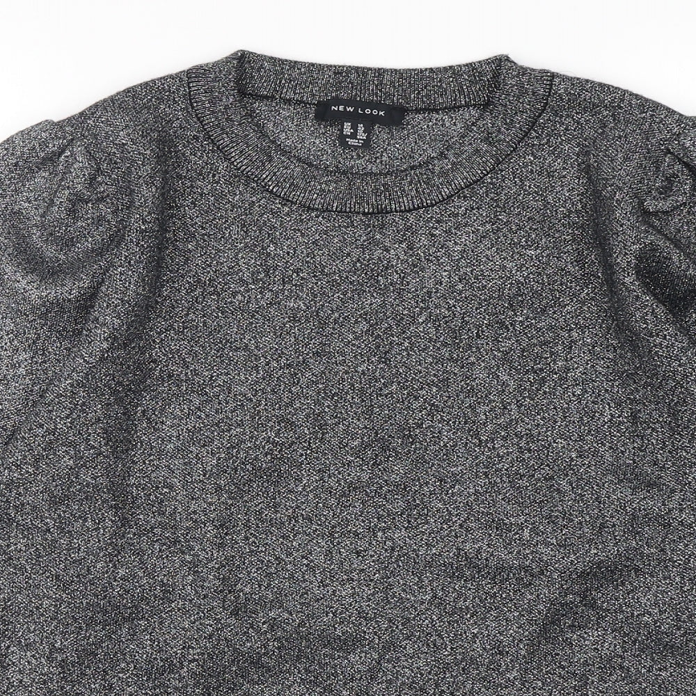 New Look Womens Silver Round Neck  Viscose Pullover Jumper Size 14