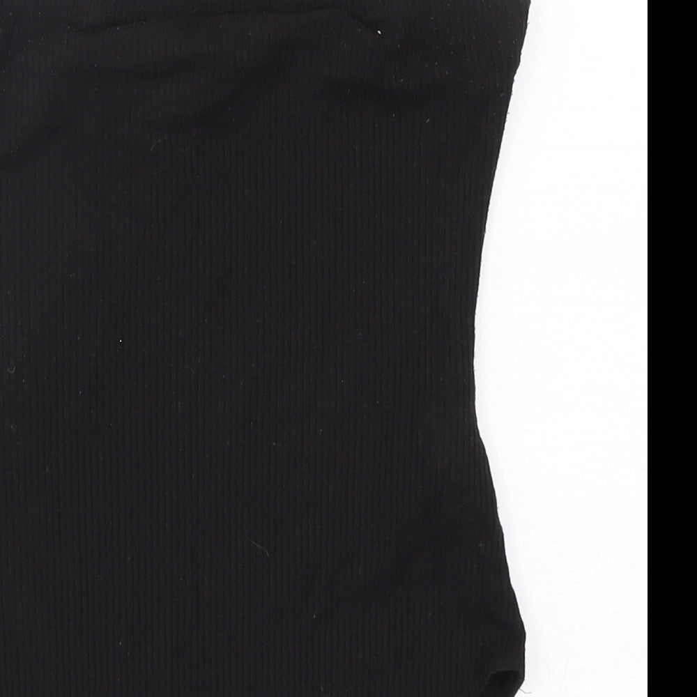 FOREVER 21 Womens Black  Polyester Bodysuit One-Piece Size S  Snap