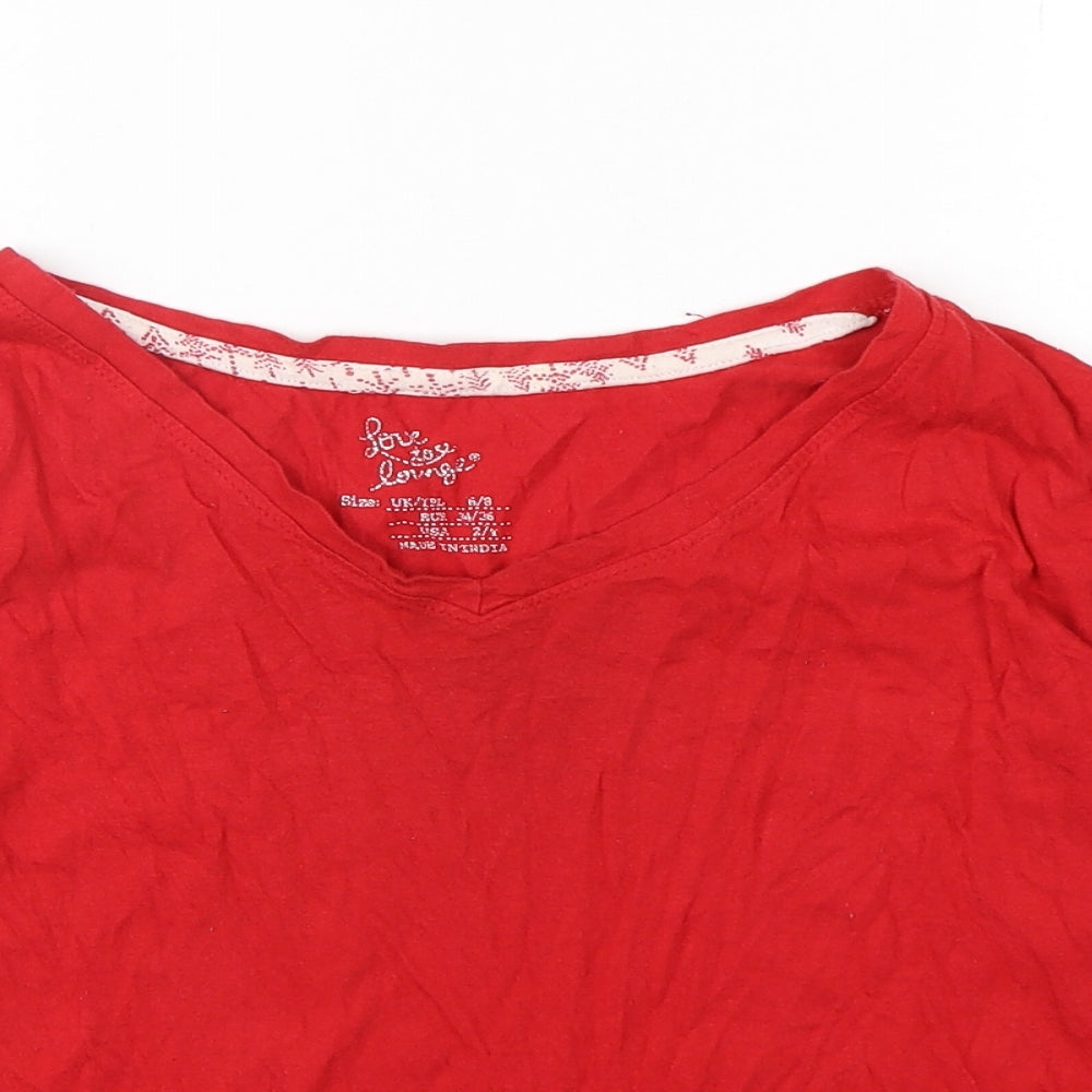 Love To Lounge Womens Red  Cotton Top Pyjama Top Size 6