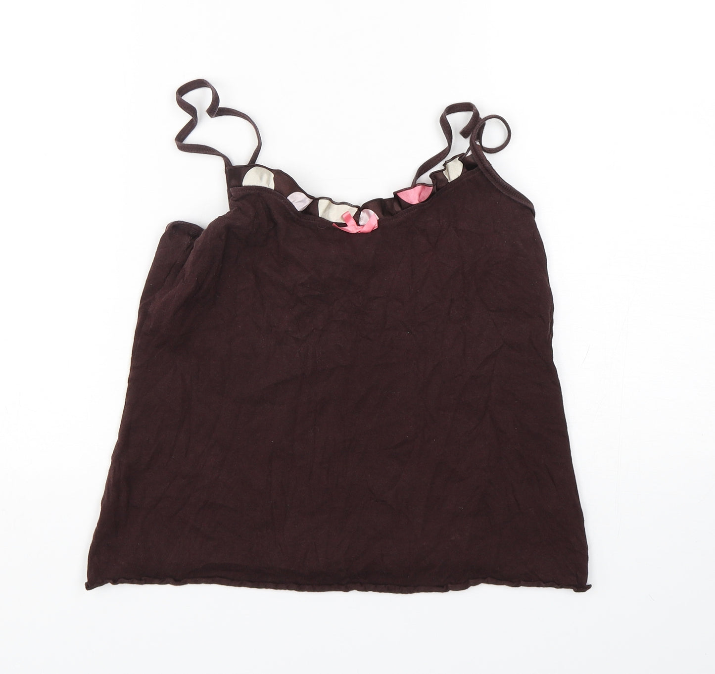 Marks and Spencer Womens Brown  Cotton Camisole Tank Size 10 Round Neck