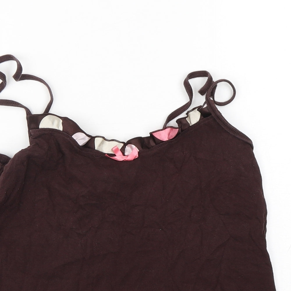 Marks and Spencer Womens Brown  Cotton Camisole Tank Size 10 Round Neck