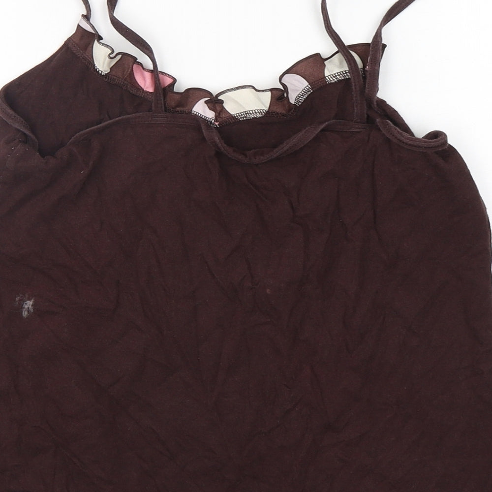 Marks and Spencer Womens Brown  Cotton Camisole Tank Size 10 Round Neck
