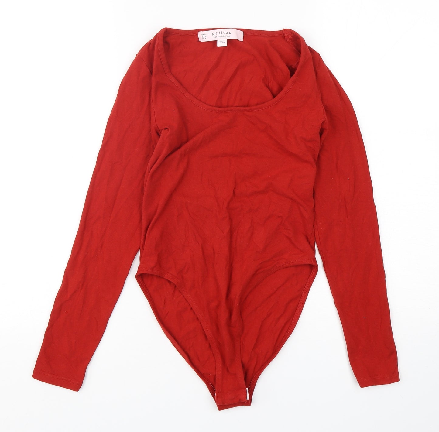Miss Selfridge Womens Red  Cotton Bodysuit One-Piece Size 8  Snap
