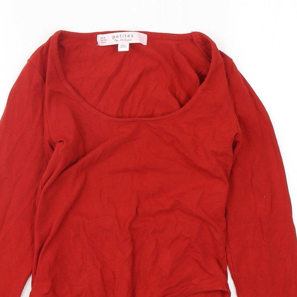 Miss Selfridge Womens Red  Cotton Bodysuit One-Piece Size 8  Snap