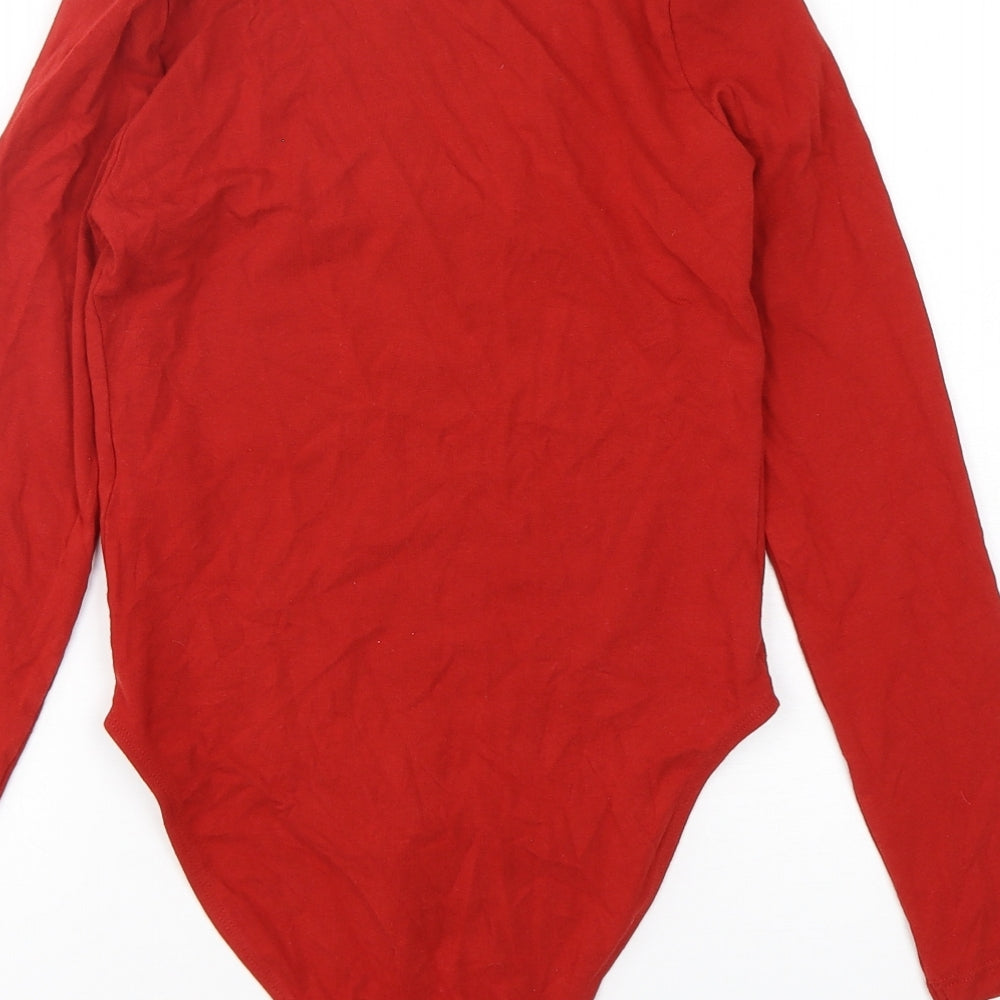 Miss Selfridge Womens Red  Cotton Bodysuit One-Piece Size 8  Snap