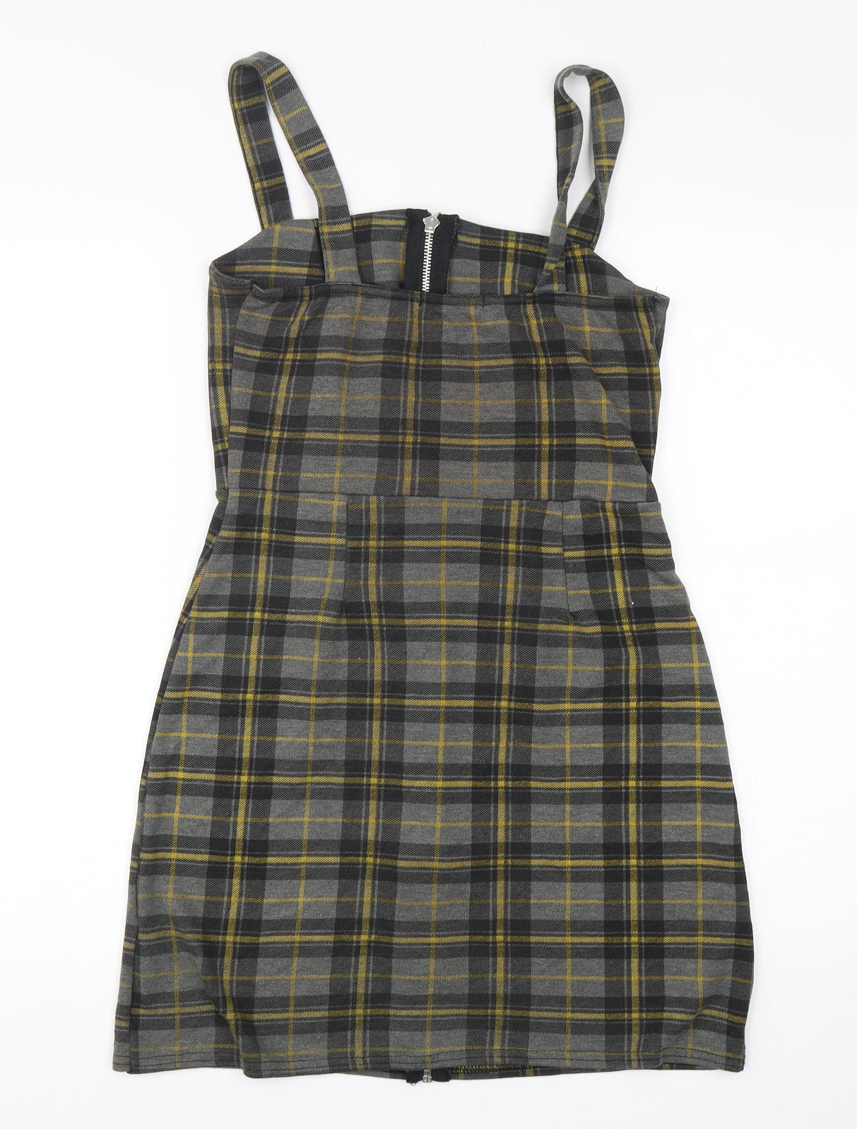 Lustre Womens Multicoloured Plaid Polyester Mini  Size 8  Square Neck Zip