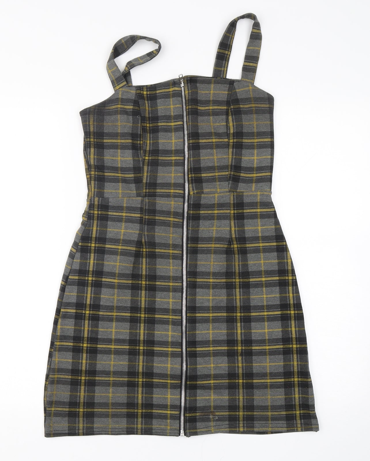 Lustre Womens Multicoloured Plaid Polyester Mini  Size 8  Square Neck Zip