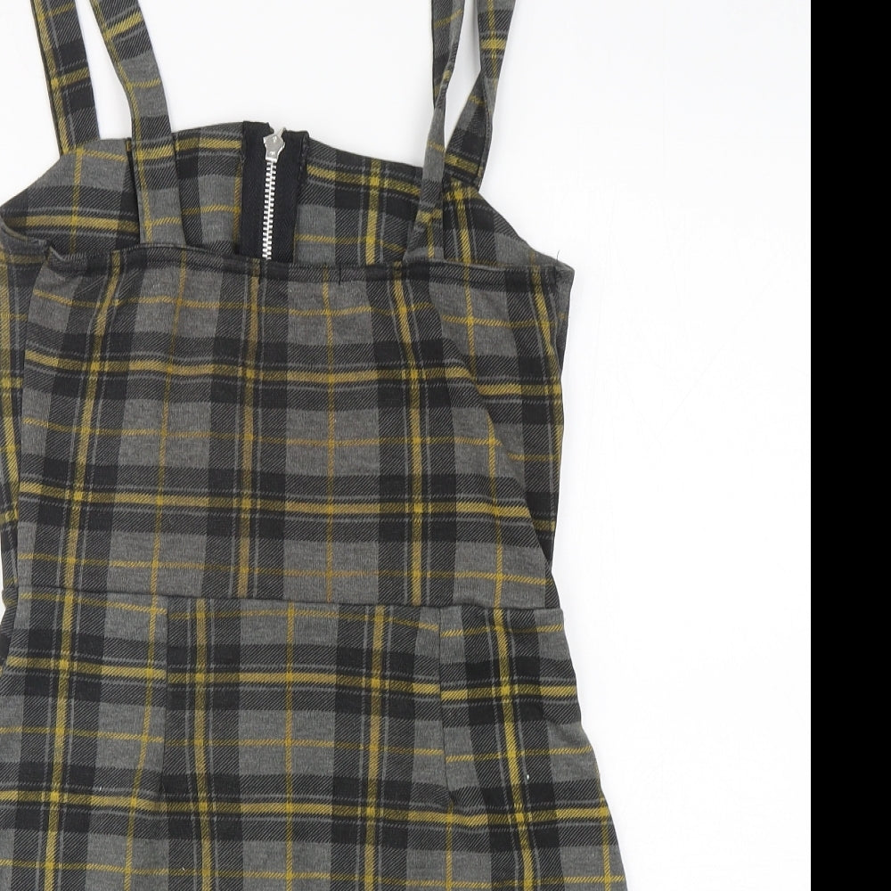 Lustre Womens Multicoloured Plaid Polyester Mini  Size 8  Square Neck Zip