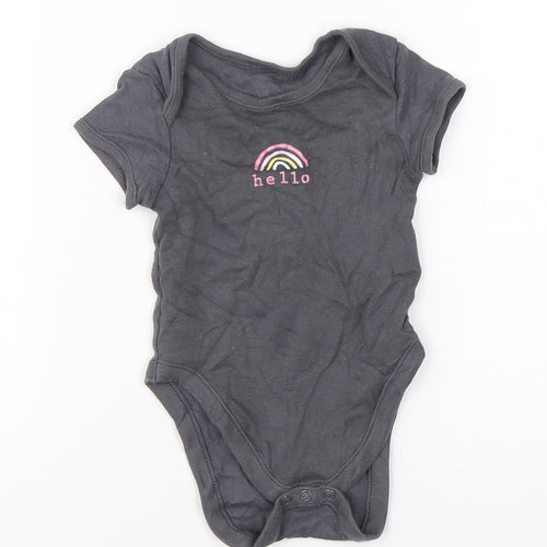 Primark Girls Grey  Cotton Babygrow One-Piece Size 6-9 Months  Snap