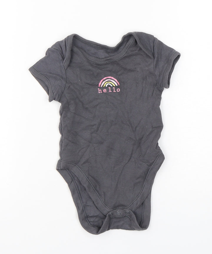 Primark Girls Grey Cotton Babygrow One-Piece Size 6-9 Months Snap