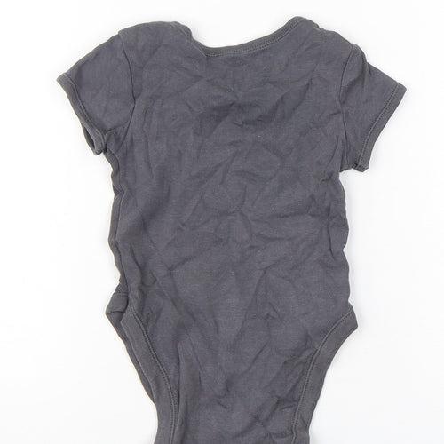 Primark Girls Grey  Cotton Babygrow One-Piece Size 6-9 Months  Snap