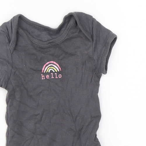 Primark Girls Grey  Cotton Babygrow One-Piece Size 6-9 Months  Snap