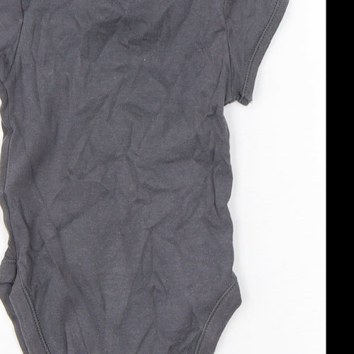 Primark Girls Grey  Cotton Babygrow One-Piece Size 6-9 Months  Snap